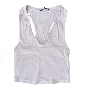 White Ribbed Women's Top